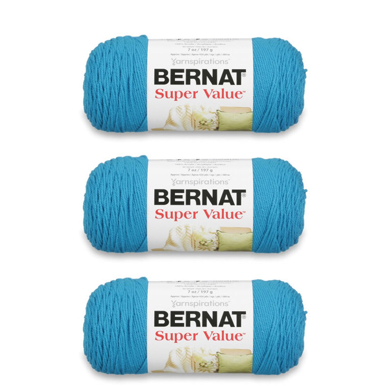 Bernat Super Value Peacock Yarn 3 Pack of 198g 7oz Acrylic 4 Medium Worsted 426 Yards Knitting Crochet Michaels